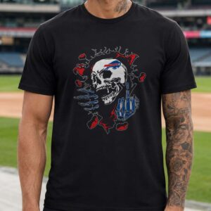 Buffalo Bills Skull Exploding Skeleton Hardcore Die Hard Football T-Shirt