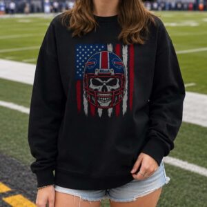 Buffalo Bills Skull Helmet American Flag Patriotic Football T-Shirt