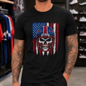 Buffalo Bills Skull Helmet American Flag Patriotic Football T-Shirt