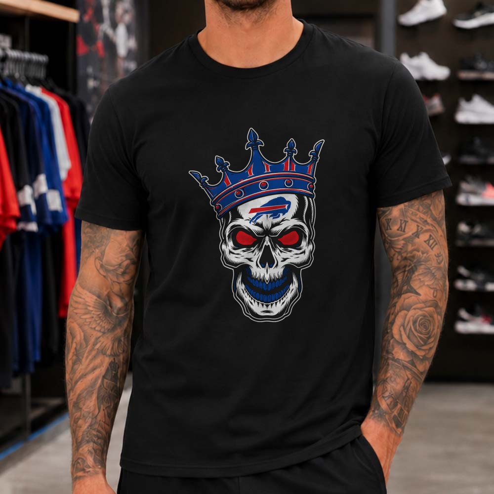 Buffalo Bills Skull King Crown Red Eyes Badass Loyal Football T-Shirt Buffalo Bills Skull King Crown Red Eyes Badass Loyal Football T-Shirt