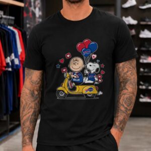 Charlie Brown Snoopy Scooter Valentine's Day Couples Peanuts Bills Fan Buffalo Bills NFL T-Shirt