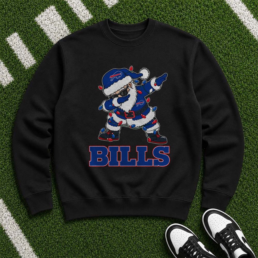 Dabbing Santa Christmas Lights Fan Buffalo Bills T-Shirt Dabbing Santa Christmas Lights Fan Buffalo Bills T-Shirt