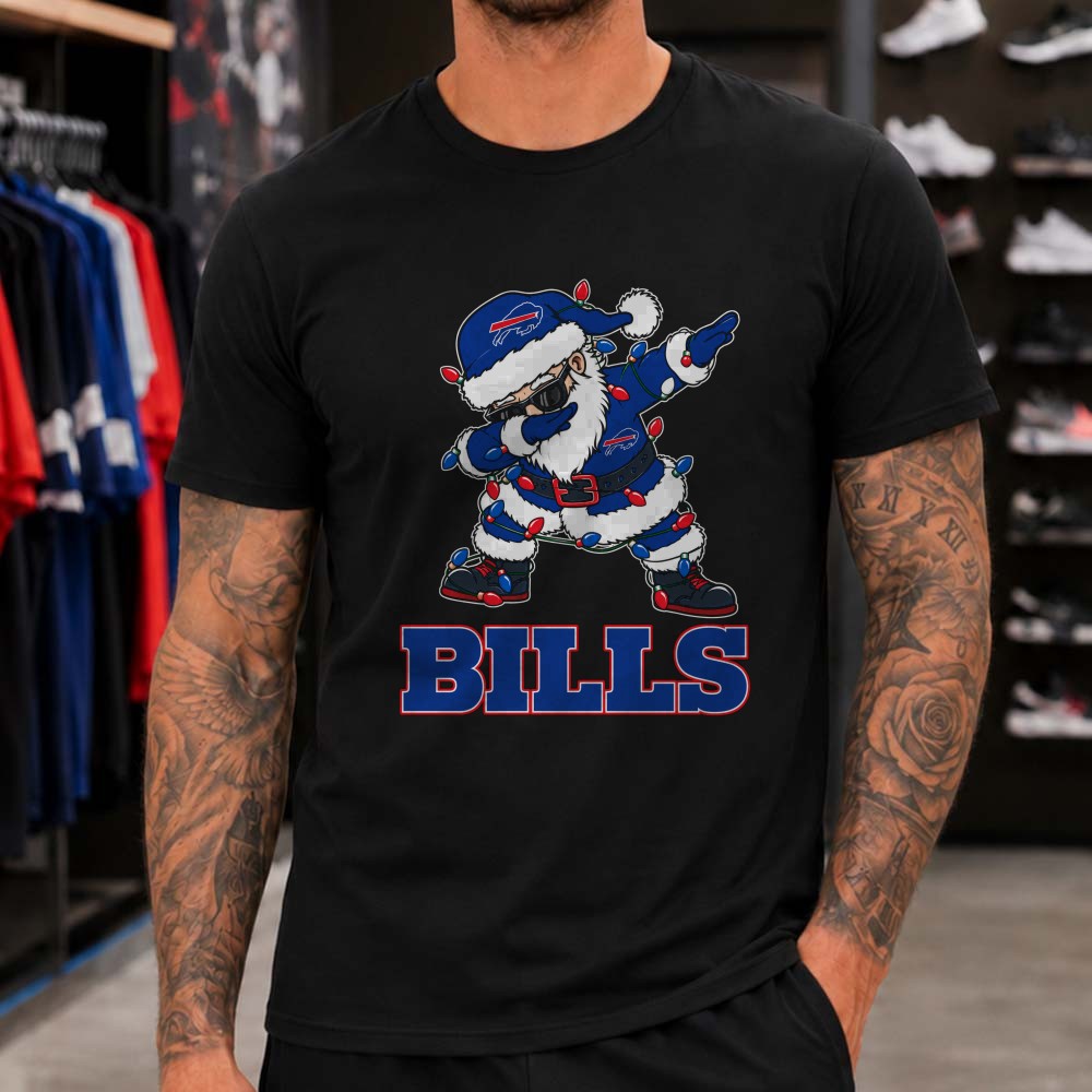 Dabbing Santa Christmas Lights Fan Buffalo Bills T-Shirt Dabbing Santa Christmas Lights Fan Buffalo Bills T-Shirt