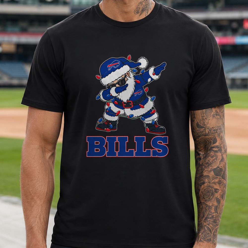 Dabbing Santa Christmas Lights Fan Buffalo Bills T-Shirt Dabbing Santa Christmas Lights Fan Buffalo Bills T-Shirt