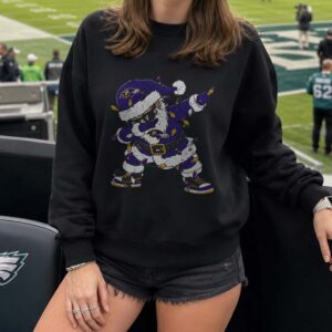 Dabbing Santa Claus Christmas Lights Funny Baltimore Ravens NFL T-Shirt