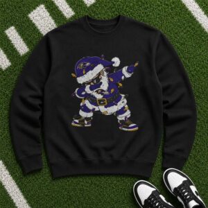 Dabbing Santa Claus Christmas Lights Funny Baltimore Ravens NFL T-Shirt
