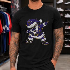 Dabbing Santa Claus Christmas Lights Funny Baltimore Ravens NFL T-Shirt