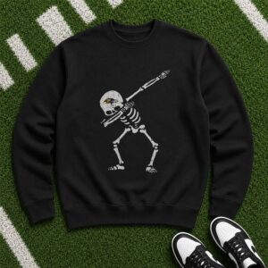 Dabbing Skeleton Funny Halloween Fan Baltimore Ravens NFL T-Shirt