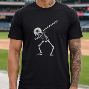 Dabbing Skeleton Funny Halloween Fan Baltimore Ravens NFL T-Shirt