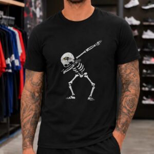 Dabbing Skeleton Funny Halloween Fan Baltimore Ravens NFL T-Shirt