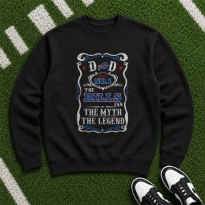 Dad No 1 Buffalo Bills Fan The Myth Legend Whiskey Label Father’s Day T-Shirt