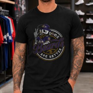 Dads With Beards Are Better Skull Bearded Dad Ravens Fan Father_s Day Baltimore Ravens NFL T-Shirt