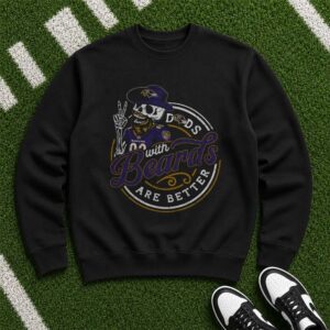 Dads With Beards Are Better Skull Bearded Dad Ravens Fan Father_s Day Baltimore Ravens NFL T-Shirt