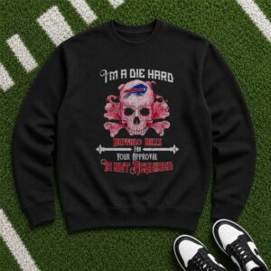 Die Hard Bills Fan Your Approval Is Not Required Pink Skull Women Buffalo Bills NFL T-Shirt