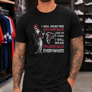 Dr. Seuss Cat In The Hat I Will Wear This Falcons Mask Everywhere Funny Atlanta Falcons NFL T-Shirt