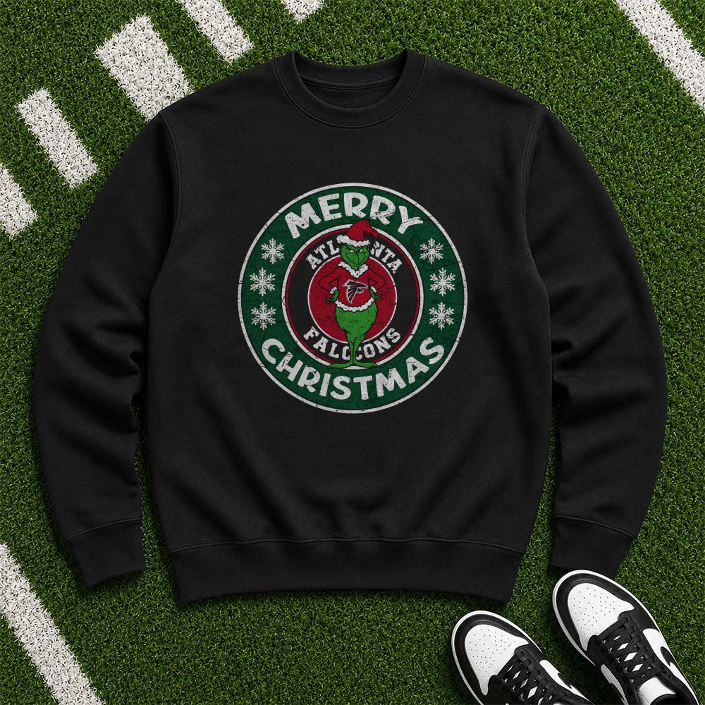 Dr. Seuss Grinch Merry Christmas Starbucks Badge Style Atlanta Falcons NFL T-Shirt Dr. Seuss Grinch Merry Christmas Starbucks Badge Style Atlanta Falcons NFL T-Shirt