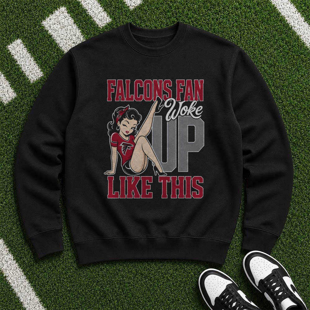 Falcons Fan Woke Up Like This Retro Pin Up Girl Women Atlanta Falcons NFL T-Shirt Falcons Fan Woke Up Like This Retro Pin Up Girl Women Atlanta Falcons NFL T-Shirt