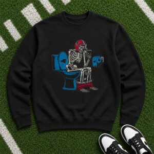 Falcons Skeleton Sitting On Carolina Panthers Toilet Funny Rivalry Atlanta Falcons NFL T-Shirt