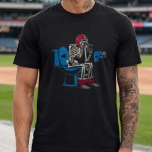 Falcons Skeleton Sitting On Carolina Panthers Toilet Funny Rivalry Atlanta Falcons NFL T-Shirt