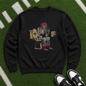 Falcons Skeleton Sitting On New Orleans Saints Toilet Funny Rivalry Atlanta Falcons NFL T-Shirt
