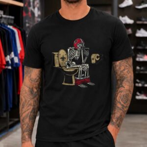 Falcons Skeleton Sitting On New Orleans Saints Toilet Funny Rivalry Atlanta Falcons NFL T-Shirt