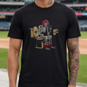 Falcons Skeleton Sitting On New Orleans Saints Toilet Funny Rivalry Atlanta Falcons NFL T-Shirt