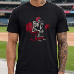 Falcons Skeleton Sitting On Tampa Bay Buccaneers Toilet Funny Rivalry Atlanta Falcons NFL T-Shirt