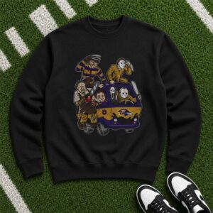 Freddy Krueger Michael Myers Jason Voorhees Chucky Baltimore Ravens Halloween Horror T-Shirt