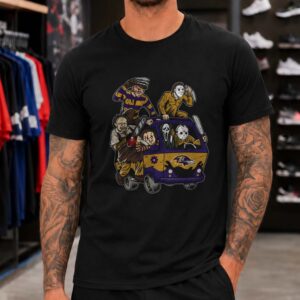 Freddy Krueger Michael Myers Jason Voorhees Chucky Baltimore Ravens Halloween Horror T-Shirt