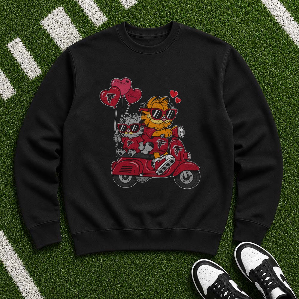 Garfield Nermal Atlanta Falcons Valentine’s Day Heart Balloon Scooter T-Shirt Garfield Nermal Atlanta Falcons Valentine’s Day Heart Balloon Scooter T-Shirt