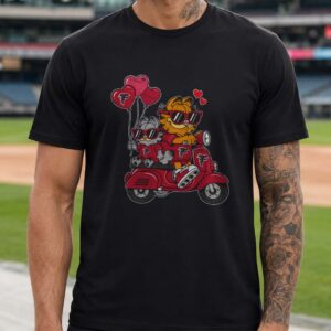 Garfield Nermal Atlanta Falcons Valentine's Day Heart Balloon Scooter T-Shirt