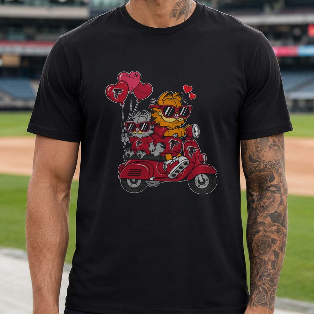 Garfield Nermal Atlanta Falcons Valentine’s Day Heart Balloon Scooter T-Shirt Garfield Nermal Atlanta Falcons Valentine’s Day Heart Balloon Scooter T-Shirt