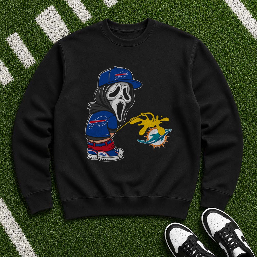 Ghostface Scream Horror Fan Pee On Sucks Miami Dolphins Rivalry Funny Buffalo Bills NFL T-Shirt Ghostface Scream Horror Fan Pee On Sucks Miami Dolphins Rivalry Funny Buffalo Bills NFL T-Shirt