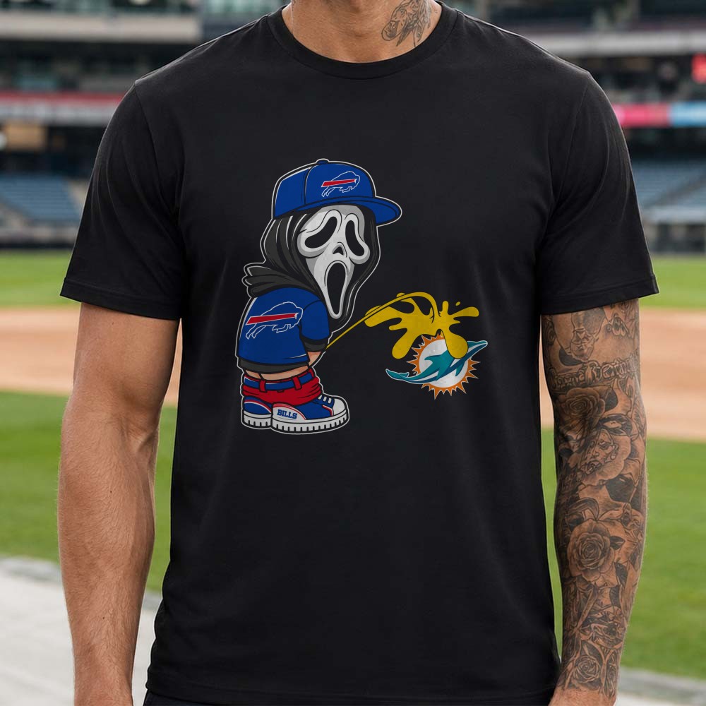 Ghostface Scream Horror Fan Pee On Sucks Miami Dolphins Rivalry Funny Buffalo Bills NFL T-Shirt Ghostface Scream Horror Fan Pee On Sucks Miami Dolphins Rivalry Funny Buffalo Bills NFL T-Shirt