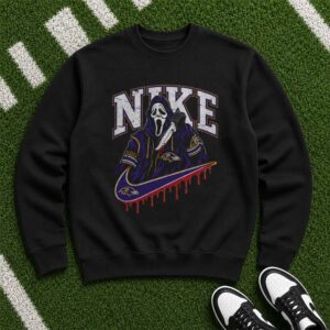 Ghostface Scream Nike Parody Horror Fan Baltimore Ravens T-Shirt