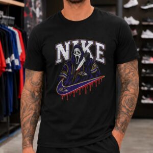 Ghostface Scream Nike Parody Horror Fan Baltimore Ravens T-Shirt