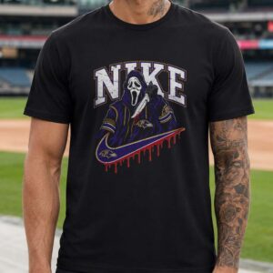 Ghostface Scream Nike Parody Horror Fan Baltimore Ravens T-Shirt