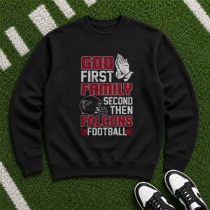 God First Family Second Then Atlanta Falcons Football Praying Hands T-Shirt