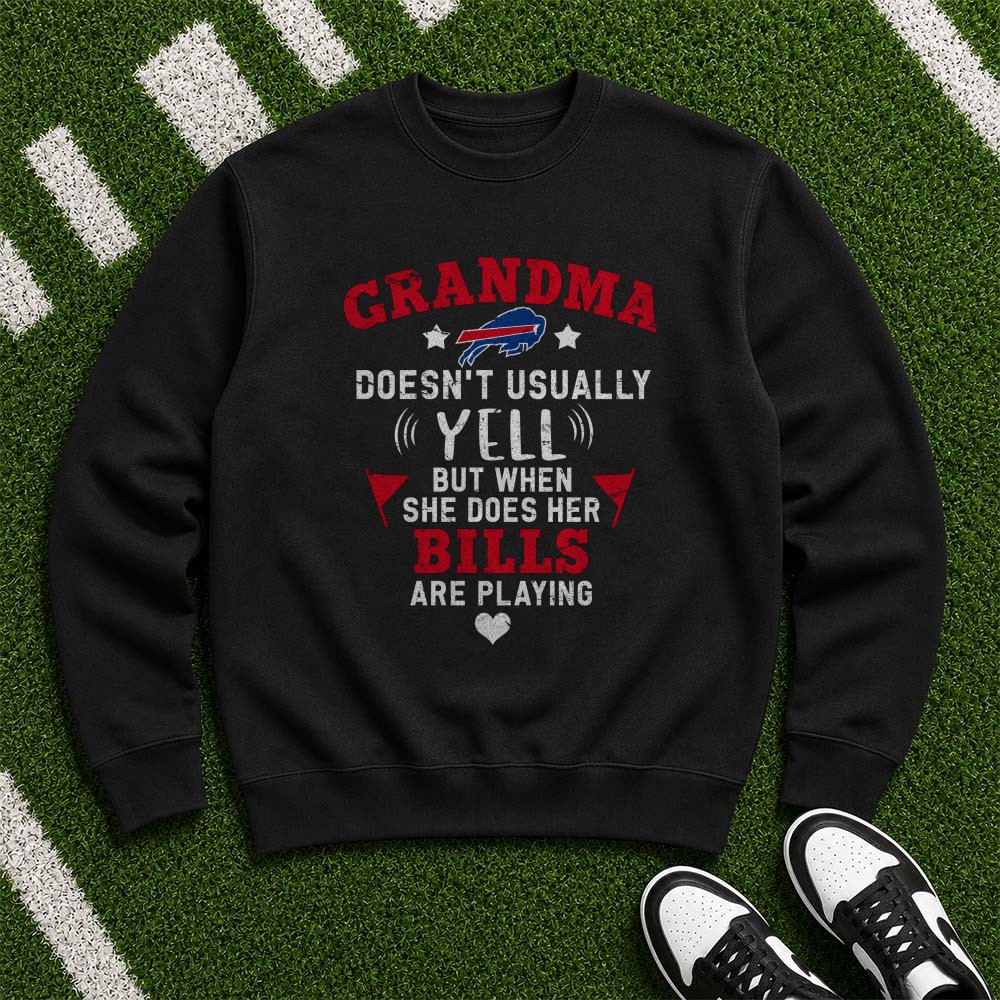 Grandma Doesn’t Usually Yell But When She Does Her Bills Are Playing Funny Buffalo Bills NFL T-Shirt Grandma Doesn’t Usually Yell But When She Does Her Bills Are Playing Funny Buffalo Bills NFL T-Shirt