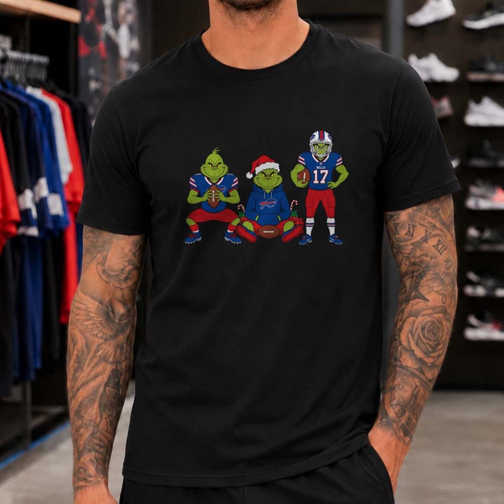 Grinch Buffalo Bills Josh Allen No 17 Christmas Football Holiday T-Shirt Grinch Buffalo Bills Josh Allen No 17 Christmas Football Holiday T-Shirt