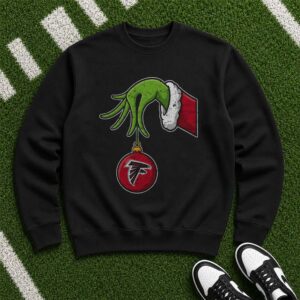 Grinch Hand Atlanta Falcons Christmas Ornament Holiday Football Fan T-Shirt