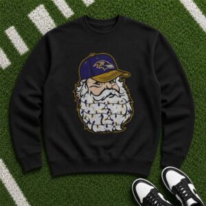 Grumpy Santa Christmas Lights Funny Baltimore Ravens Fan T-Shirt