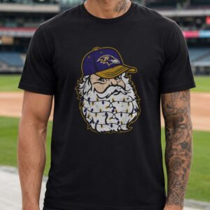 Grumpy Santa Christmas Lights Funny Baltimore Ravens Fan T-Shirt