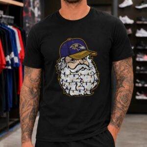 Grumpy Santa Christmas Lights Funny Baltimore Ravens Fan T-Shirt