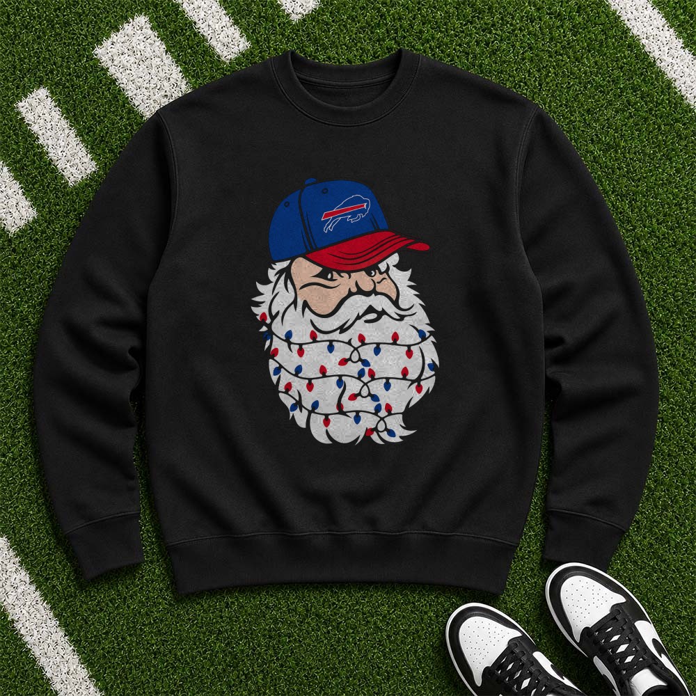 Grumpy Santa Claus Christmas Lights Beard Fan Buffalo Bills T-Shirt Grumpy Santa Claus Christmas Lights Beard Fan Buffalo Bills T-Shirt