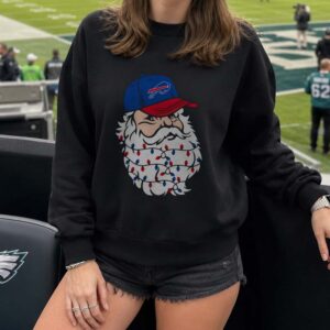 Grumpy Santa Claus Christmas Lights Beard Fan Buffalo Bills T-Shirt