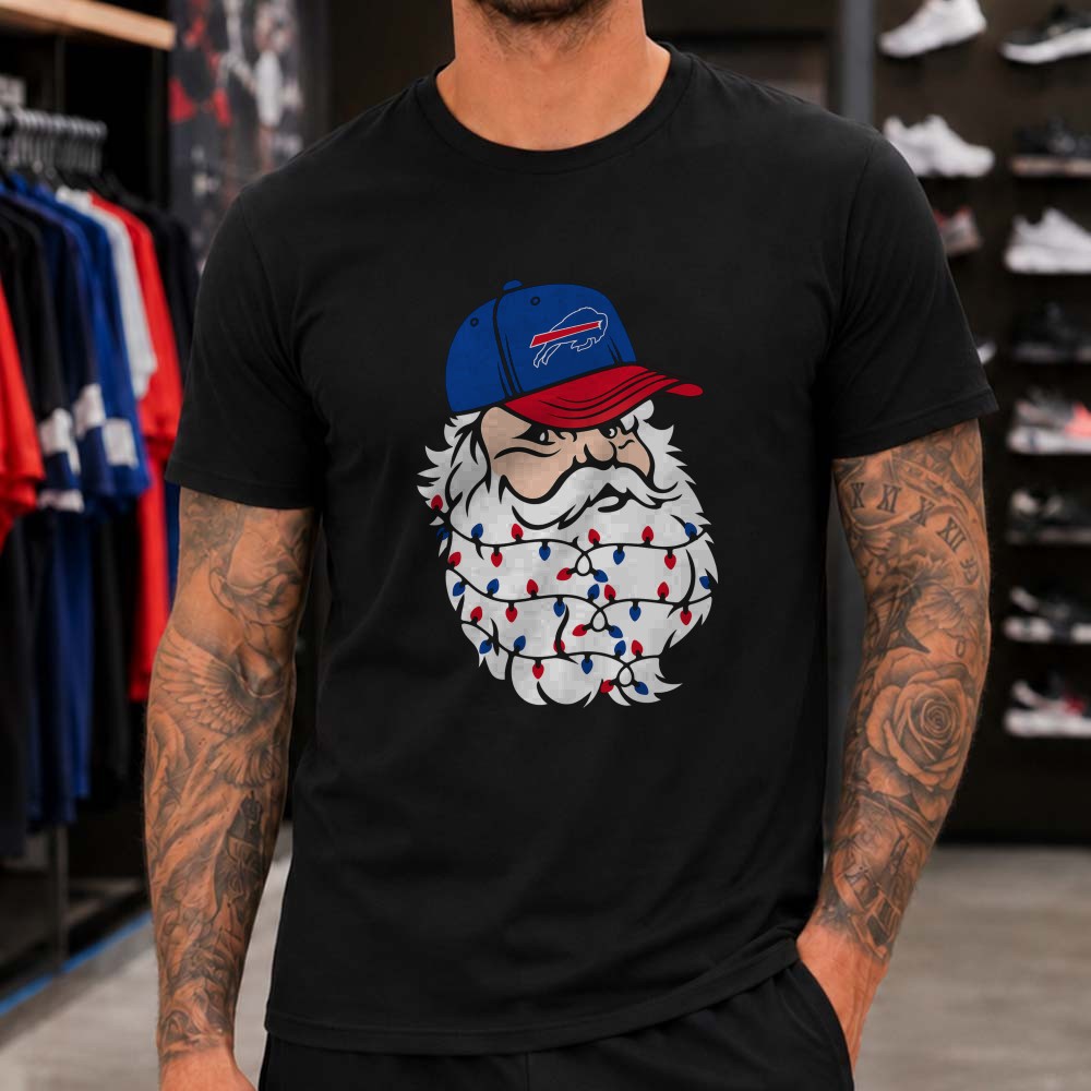 Grumpy Santa Claus Christmas Lights Beard Fan Buffalo Bills T-Shirt Grumpy Santa Claus Christmas Lights Beard Fan Buffalo Bills T-Shirt