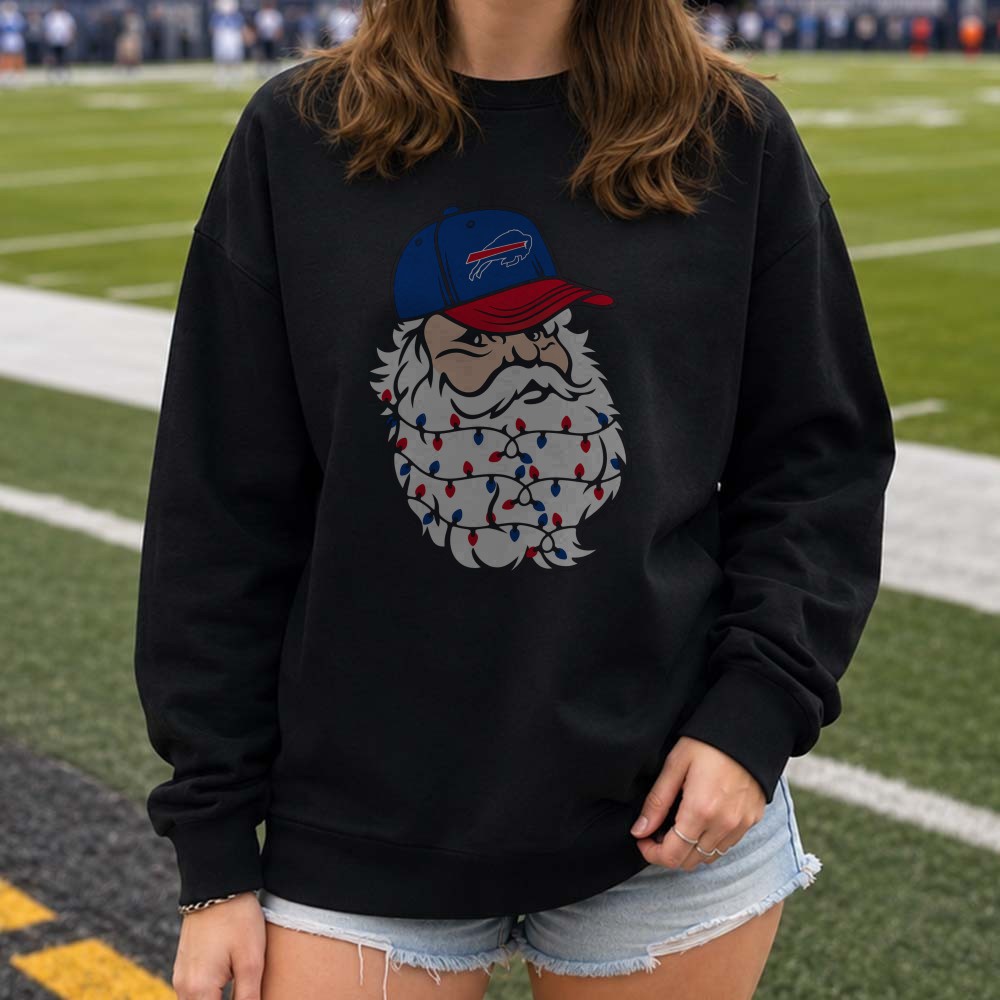 Grumpy Santa Claus Christmas Lights Beard Fan Buffalo Bills T-Shirt Grumpy Santa Claus Christmas Lights Beard Fan Buffalo Bills T-Shirt