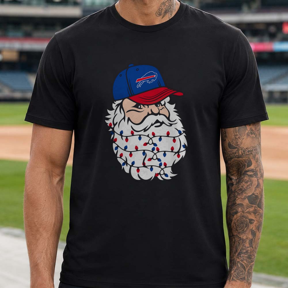Grumpy Santa Claus Christmas Lights Beard Fan Buffalo Bills T-Shirt Grumpy Santa Claus Christmas Lights Beard Fan Buffalo Bills T-Shirt