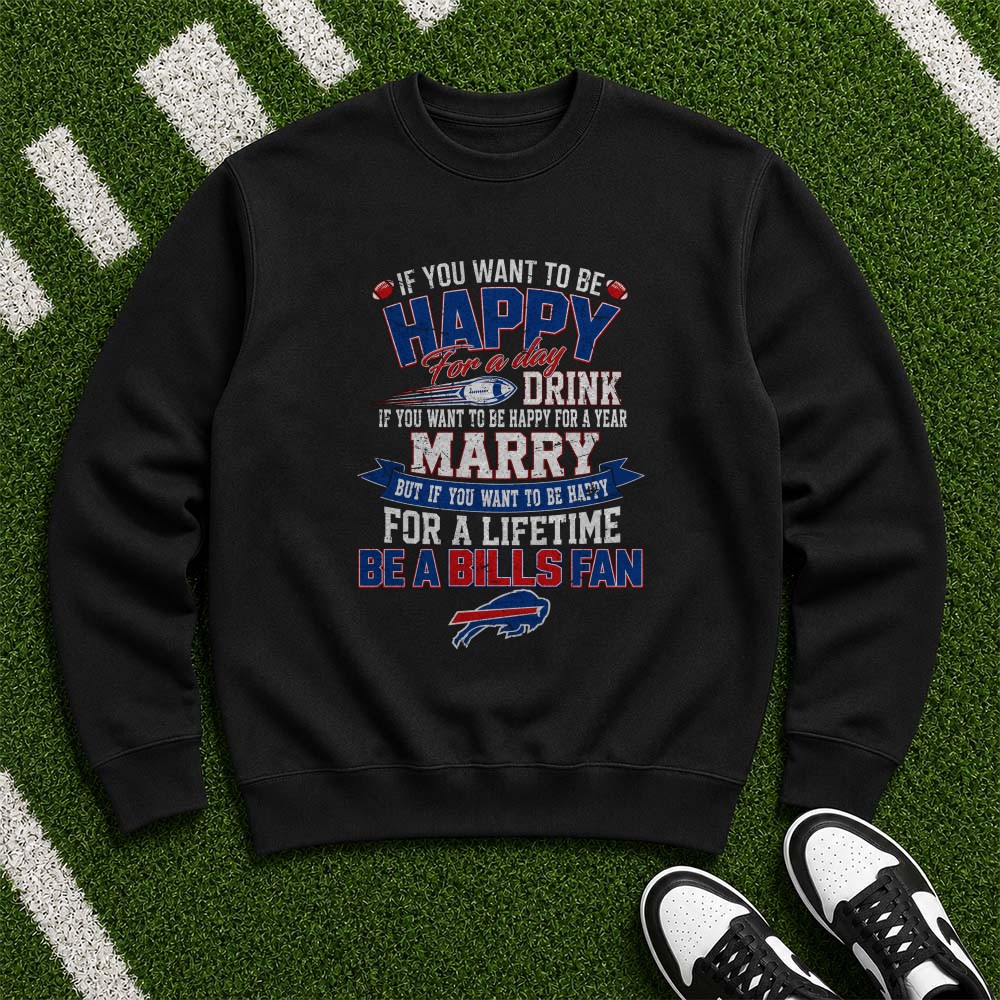 Happy For A Lifetime Buffalo Bills Loyal Football Supporter T-Shirt Happy For A Lifetime Buffalo Bills Loyal Football Supporter T-Shirt